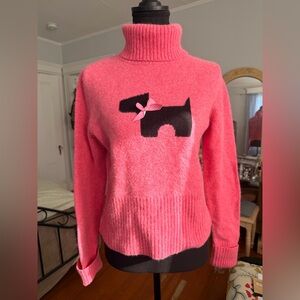 Alexandra Bartlett Pink Turtleneck Sweater with black Scottie Dog, size M